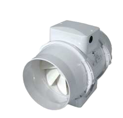 Ventilution Mixed In-Line Ventilator mit Schalter & IEC-Kabel, Kunststoff 220/280m³/h 125mm