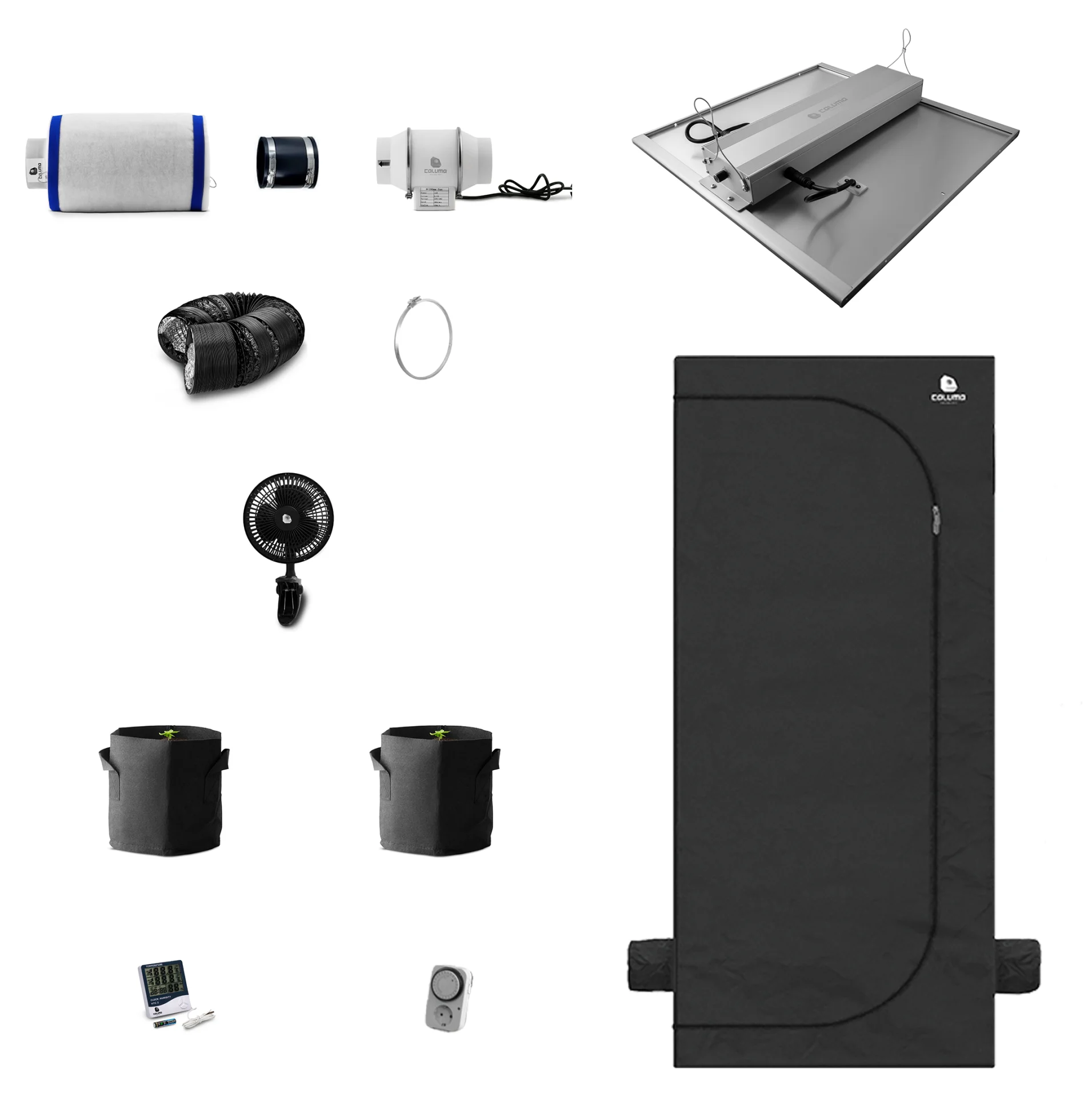 Growbox Komplettset 240W LED 80x80cm - Caluma Set - 2 Plants Plus Growbox Komplettset 240W LED 80x80cm - Caluma Set - 2 Plants Plus