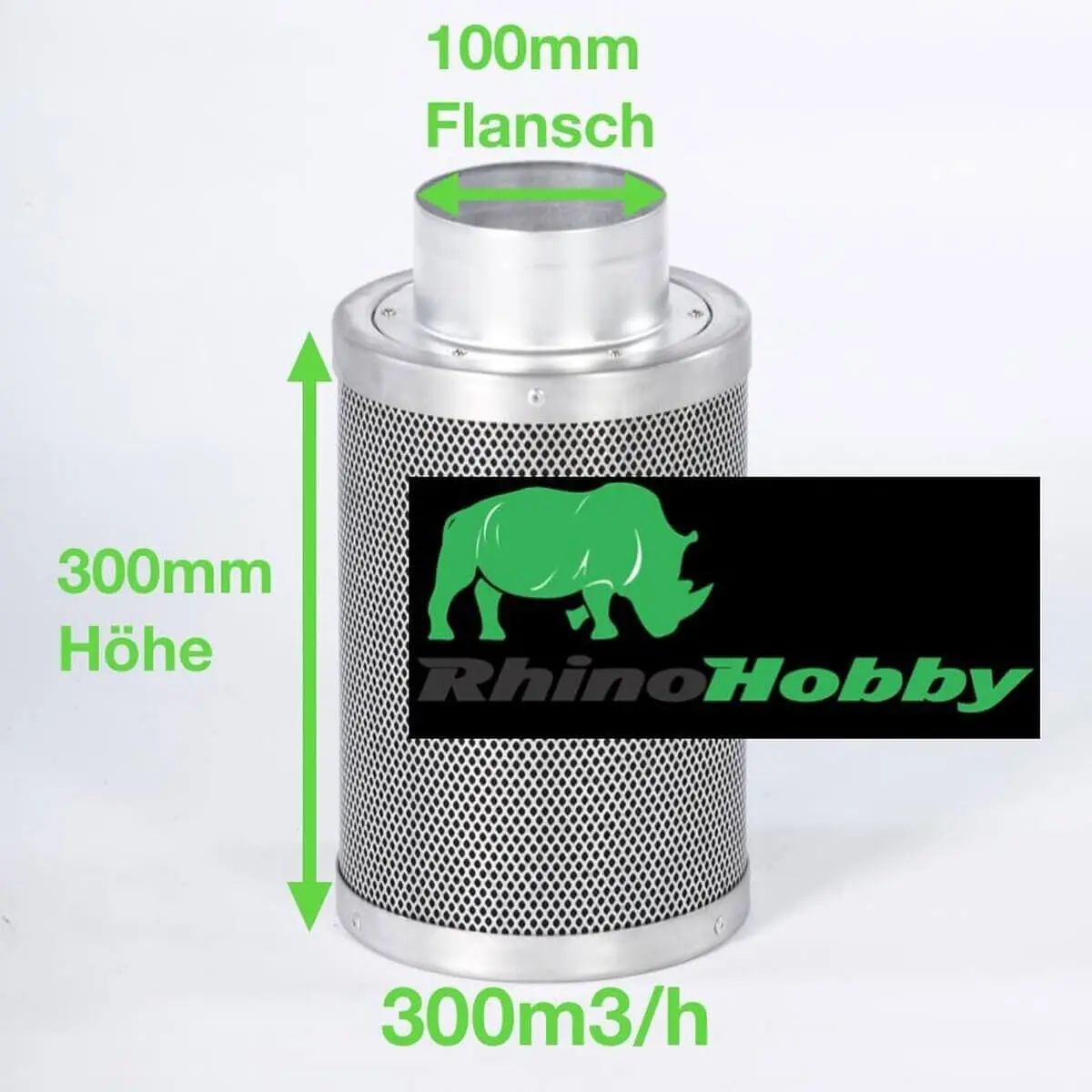 Rhino Hobby 225 Aktivkohlefilter 150-300m³/h Ø100mm | 100mm x 300mm