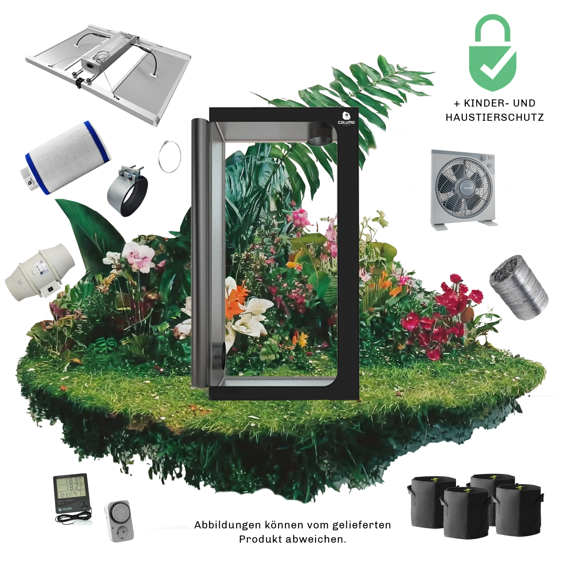 Growbox Komplettset 480W LED 120x120cm - Caluma Set - 4 Plants Plus Info