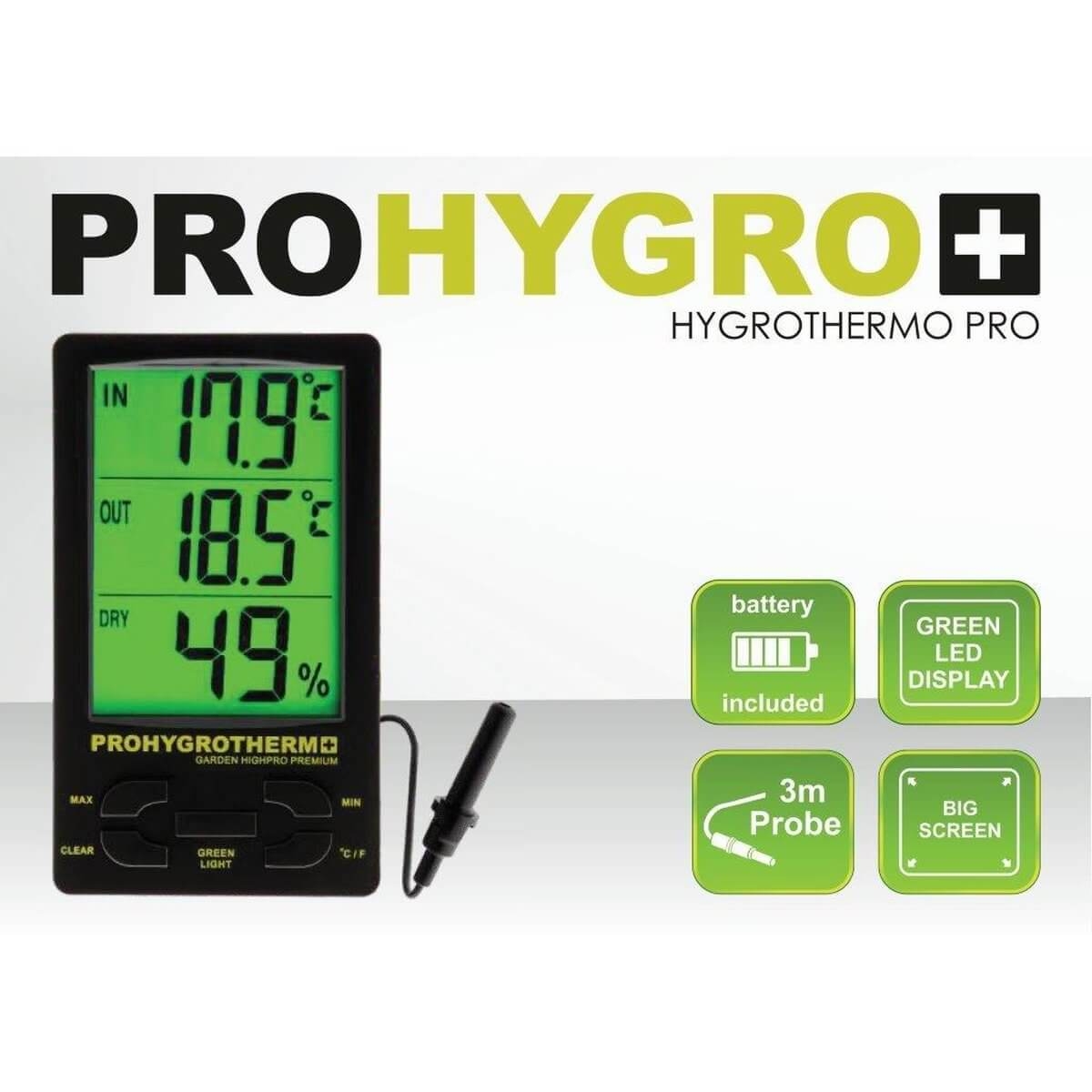 GHP Hygrothermo Pro Thermo- & Hygrometer 2 Messpunkte wasserdichter Messfühler