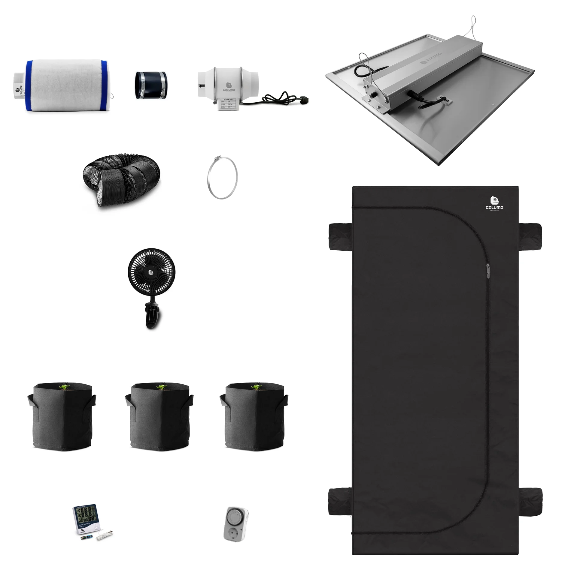 Growbox Komplettset 240W LED 100x100cm - Caluma Set - 3 Plants Growbox Komplettset 240W LED 100x100cm - Caluma Set - 3 Plants