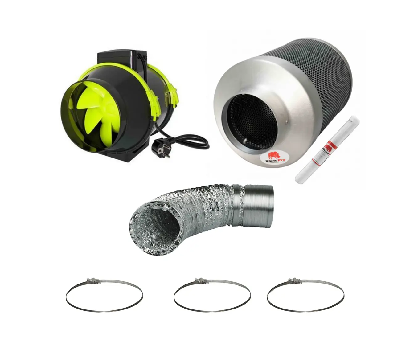 Abluft Komplett Set GHP Pro 2 Stufen 520mh 150mm mit 3 klemmen kopie mit 2 Schlauchschellen Abluft Komplett Set GHP Pro 2 Stufen 520mh 150mm mit 3 klemmen kopie mit 2 Schlauchschellen